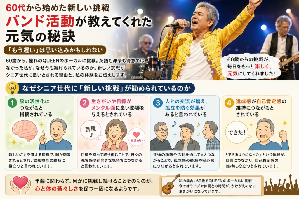 QUEEN　60代 新しい挑戦 バンド活動 元気の秘訣